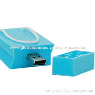 Fashionable Bag-shaped USB Flash Drive, PVC Models, Low-power Consumption